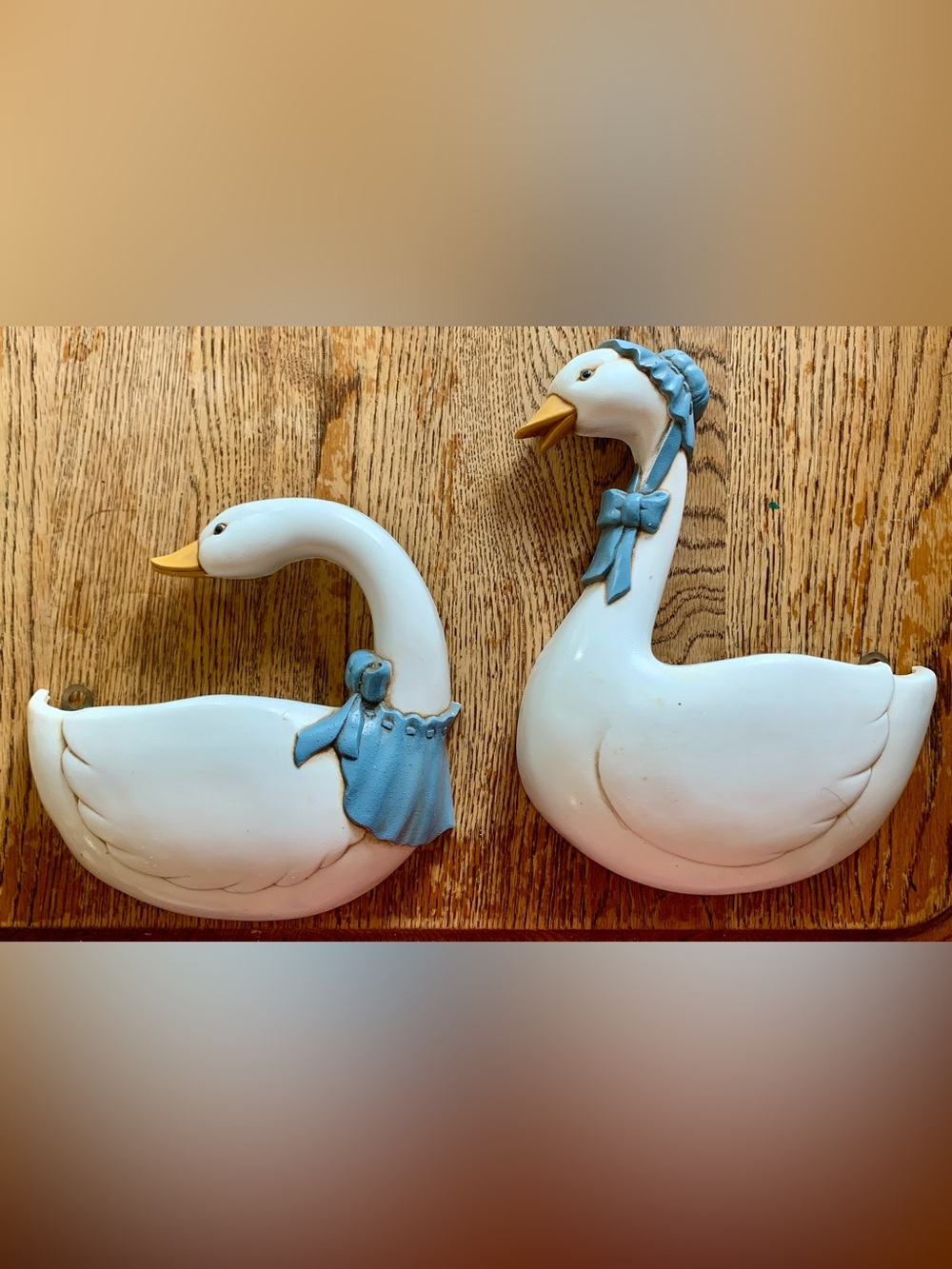 2 Vintage 1987 HOMCO Burwood Country Geese Wall Pockets County Farmhouse 80s